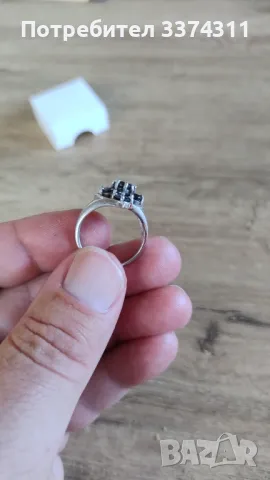 Сребърен пръстен с Натурални Сапфири, снимка 3 - Пръстени - 47566989