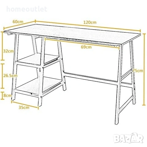 ПРОМОЦИЯ Офис бюро с отворени рафтове за съхранение DX-233-120OK, снимка 6 - Бюра - 53085659
