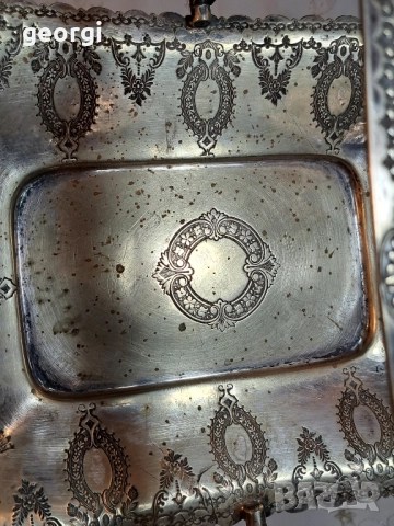 Стара английска посребрена фруктиера поднос 28/4, снимка 5 - Антикварни и старинни предмети - 51942237