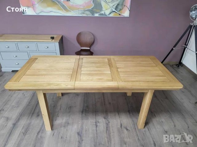 Дървена трапезна разтегателна маса 100 % масивен дъб за 6 - 8 човека, снимка 2 - Маси - 43171505
