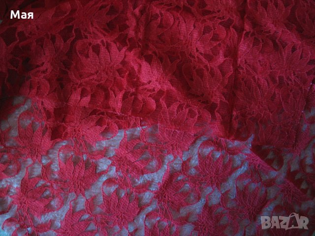 Червена дантела за рокля, блуза, пола и декорации, снимка 1 - Други - 28942081