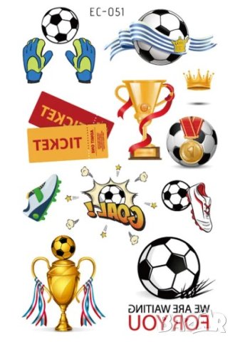 Водоустойчиви детски татуировки с футболни топки, снимка 2 - Други - 43393732