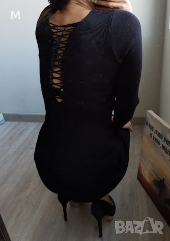 Нова колекция рокля в сив и чер цвят от фино плетиво с връзки на намаление, снимка 9 - Рокли - 27332112