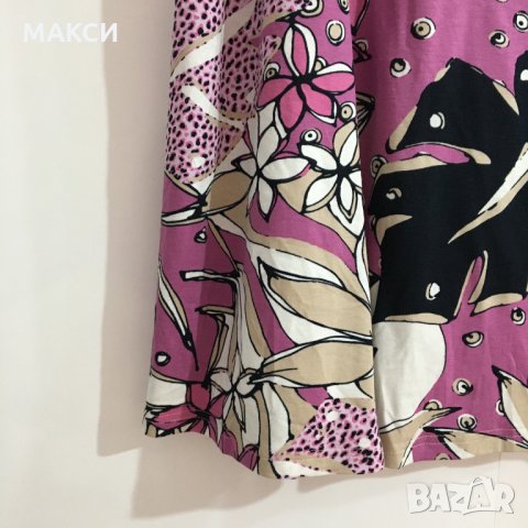 Маркова макси еластична разкроена пола с фина подплата в пастелно розово на цветя, снимка 2 - Поли - 32672618