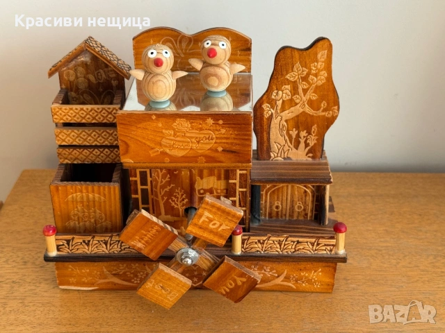 Дървен музикален сувенир с две танцуващи патета, снимка 4 - Антикварни и старинни предмети - 53073865