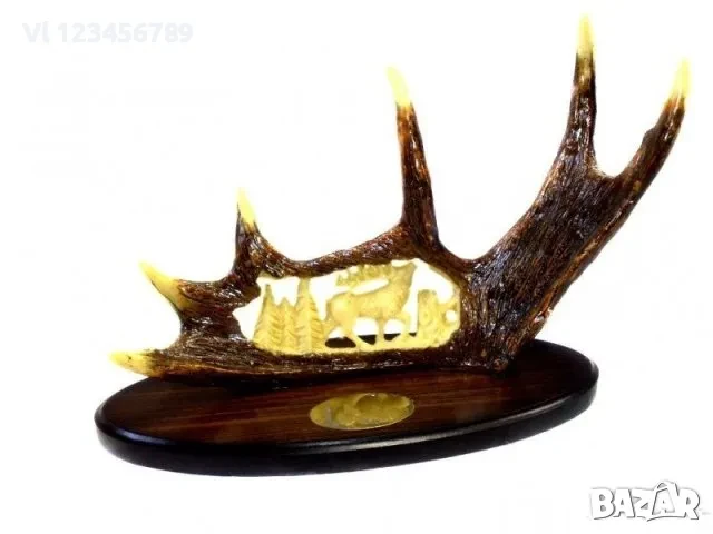 Гравиран декоративен ловен нож (ЕЛЕН) 23 х 38см, снимка 2 - Ножове - 50693004