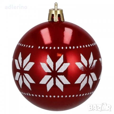 Топка за елха, Коледна декорация, пластмаса, 30 броя, 5 см, червено-бяло, зимни мотиви, снимка 8 - Декорация за дома - 34463692