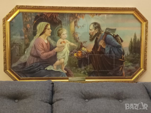 Винтидж картина,икона Светото семейство, Исус, Мария и Йосиф. , снимка 12 - Картини - 43475275