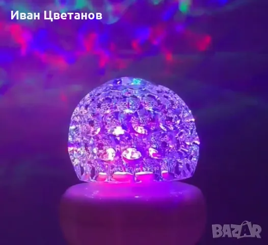 Коледна кристална въртяща се топка LED светлина