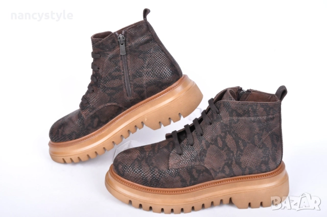 NEW! Подплатени дамски боти от естествен набук - Два цвята, снимка 2 - Дамски боти - 51997500