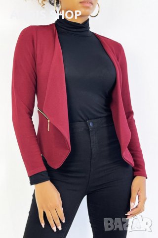 Дамско сако (блейзър) с ревер и джобове с цип, 3цвята - 024, снимка 16 - Сака - 43597712