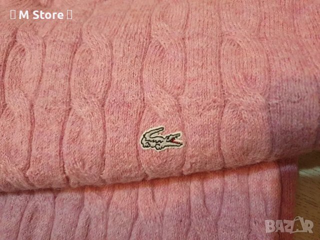 Lacoste 100% Baby Alpaca дамски пуловер в розово М размер, снимка 3 - Блузи с дълъг ръкав и пуловери - 47814945