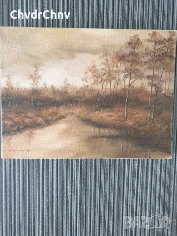 5бр авторски малки картини масло върху платно/дървени рамки 23-24-25см, снимка 11 - Картини - 51358358