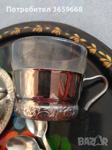 Подстакани,лъжички и поднос, снимка 2 - Сервизи - 40264840
