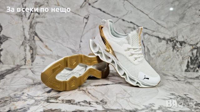 Puma Мъжки Бели Маратонки👟Мъжки Спортни Обувки Пума - Със Сребрист Или Златист Акцент Код P1154, снимка 6 - Маратонки - 51704834