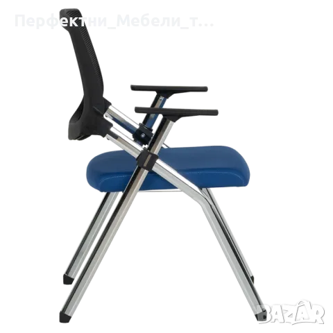 Стол в синя/черна еко кожа за футболни фенове на ЛЕВСКИ-посетитеслки стол,кожен стол Исо, снимка 5 - Столове за офис - 49193183