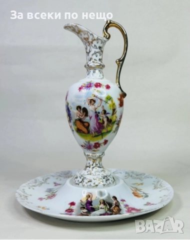 Ваза ръчно изрисувани със сцени от митологията и великолепни дрезденски цветя и букети Код P1634, снимка 9 - Декорация за дома - 52924710