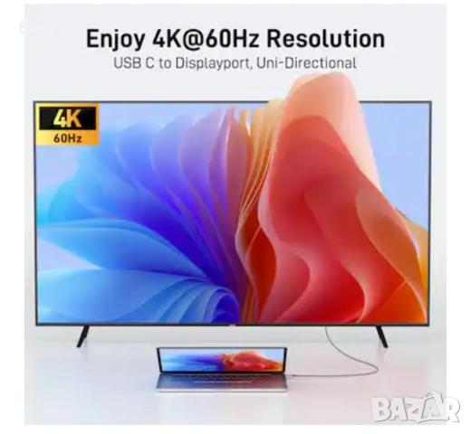 Acer - USB C към DisplayPort кабел 10 фута (4K@60HZ 2K@165Hz), Type-C към DisplayPort кабел - сив, снимка 4 - Друга електроника - 53288640