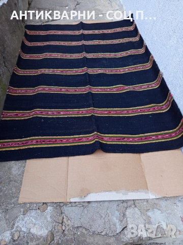 Стара Автентична Ръчно Тъкана Двустранна Черга Покривало За Легло 200см,/ 150см.