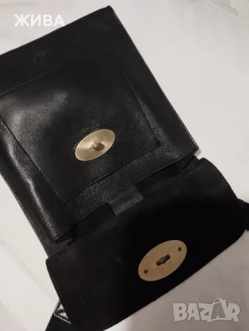 ЕСТЕСТВЕНА КОЖА на MULBERRY мъжка черна чанта с дълга дръжка, снимка 4 - Чанти - 49353259