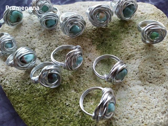 Комплект колие и пръстен от естествен Ларимар, снимка 12 - Колиета, медальони, синджири - 50701773