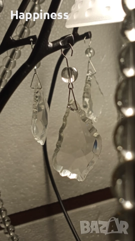 Абажур (Полилей) метален със стъклени елементи, снимка 7 - Лампи за таван - 51878111