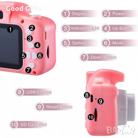 ДЕТСКИ ФОТОАПАРАТ За Снимки И Видеозапис, снимка 8 - Други - 35486494