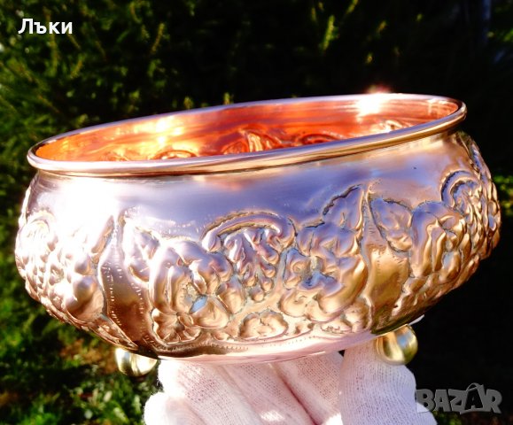 Меден съд,релефно грозде,цветя,барок. , снимка 6 - Антикварни и старинни предмети - 38839059