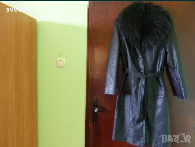 Дамско кожено палто с топла подплата