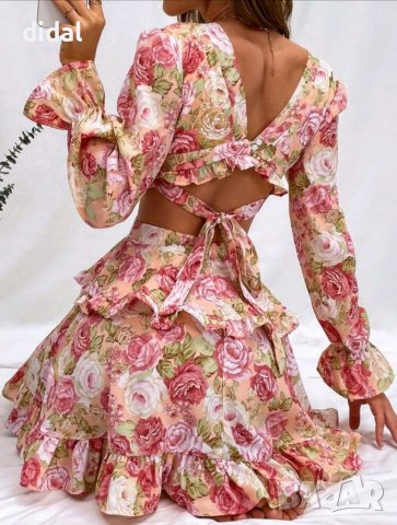 Изумителна ефирна рокля с флорален десен , снимка 2 - Рокли - 40109167