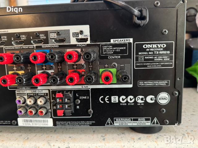 Onkyo TX-NR616, снимка 9 - Ресийвъри, усилватели, смесителни пултове - 44847162