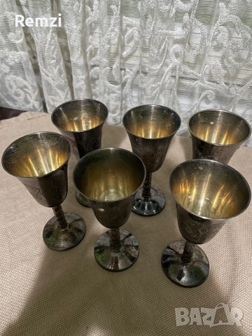 Комплект от 6 посребрени високи чаши , снимка 4 - Чаши - 52080075