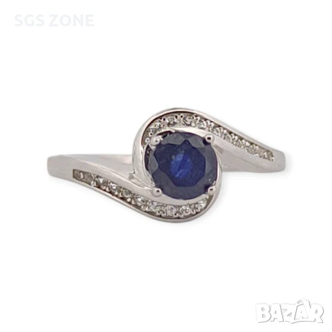 СРЕБЪРЕН ПРЪСТЕН С РУБИНИ, САПФИРИ , снимка 2 - Пръстени - 51167798