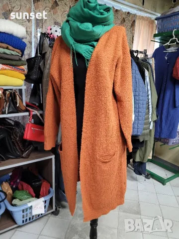 оранжева дълга жилетка- L , снимка 1