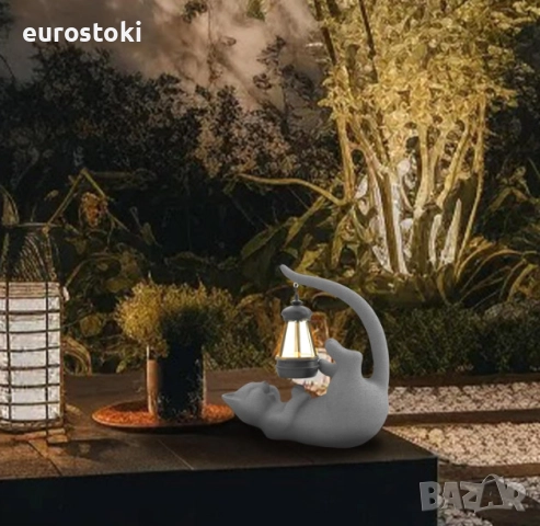 Декоративна статуя Котка със соларно фенерче, градинска фигурка от смола, декорация за дом/градина, снимка 5 - Градински мебели, декорация  - 52506755