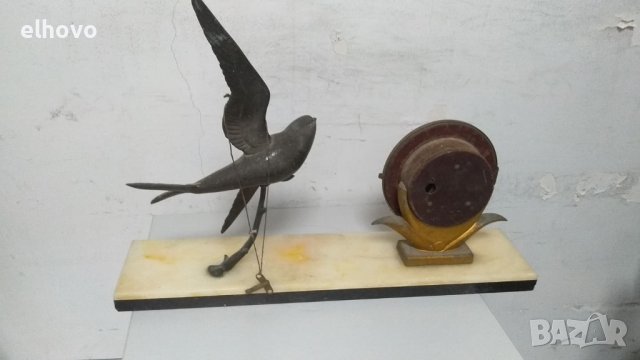 Часовник Silver Paris с бронзова фигура на лястовица, снимка 6 - Антикварни и старинни предмети - 36713582