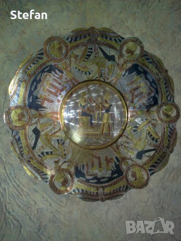 Медна египетска паница , снимка 4 - Антикварни и старинни предмети - 38687203