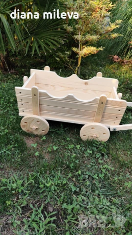 Дървена Каручка за градината!!, снимка 12 - Градински мебели, декорация  - 51132618