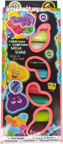 Пластелин Play dough 7 неонови цвята плюс 2 луминисцентни, снимка 1 - Пластелини, моделини и пясъци - 26481093