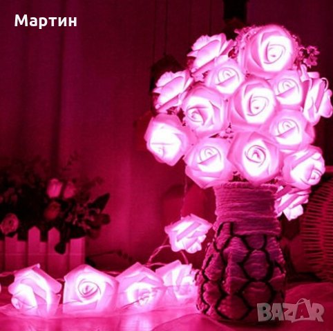 Розови Рози LED светещи за декорация Коледа - елегантен лукс и романтично усещане, снимка 4 - Декорация за дома - 26861934
