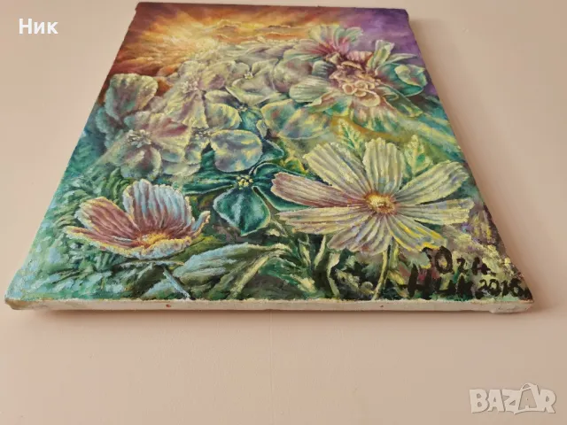 Картина върху платно с маслени бои " Цветна фантазия "  цветя, живопис , снимка 3 - Картини - 49069441
