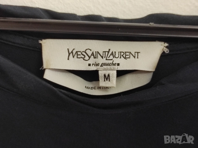 Страхотна винтидж туника Yves Saint Laurent Rive Gauche в тъмносин цвят. Размер: M, снимка 6 - Блузи с дълъг ръкав и пуловери - 51618580