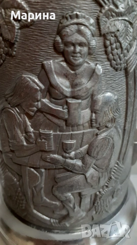 Антична бирена халба от калай 500 мл,  Antik*Vintage #61, снимка 4 - Антикварни и старинни предмети - 53393799