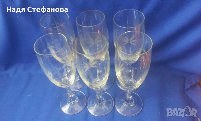 Ретро стилни чаши за вино, шампанско с гравюра 6 бр , снимка 5 - Чаши - 37911271