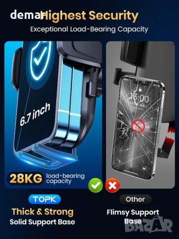 Стойка за телефон за кола,телефони 4,0-6,7 инча, снимка 3 - Аксесоари и консумативи - 43009017