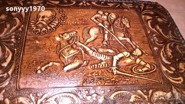 музикална кутия-19х13х7см-дърво и кожа-внос франция, снимка 11 - Колекции - 27161420