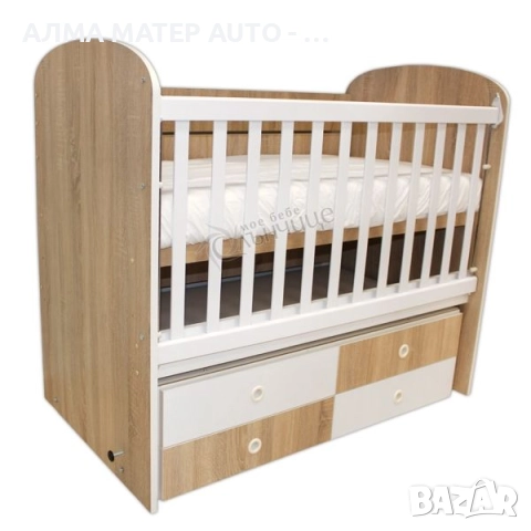 Детско/бебешко легло люлка Диана с 4 чекмеджета Бяло-Розово 120х60, снимка 2 - Бебешки легла и матраци - 52919917