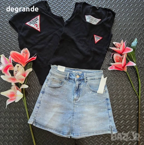 Дамски сет Guess пола панталон и потник, снимка 2 - Комплекти - 51099239