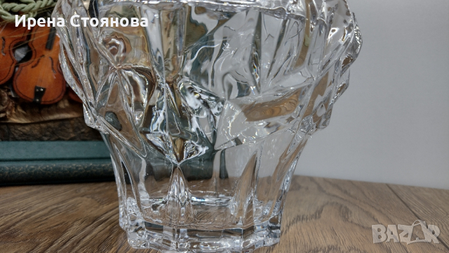 Голяма захарница или бонбониера с капак, кристалин., снимка 2 - Декорация за дома - 44872928