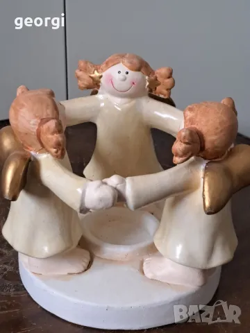 коледен керамичен свещник с три ангелчета 19/1